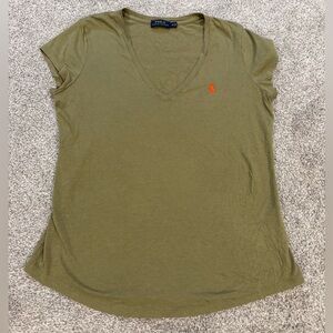 Polo by Ralph Lauren Olive Short Sleeve V-Neck Women’s Tee